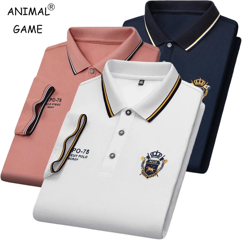 Nouveaux hommes polos brodés été à manches courtes chemise de luxe haut revers Streetwear hommes respirant léger t-shirt Homme Camara Shopping Nouveaux hommes polos brodés été à manches courtes chemise de luxe haut revers Streetwear hommes respirant léger t-shirt Homme
