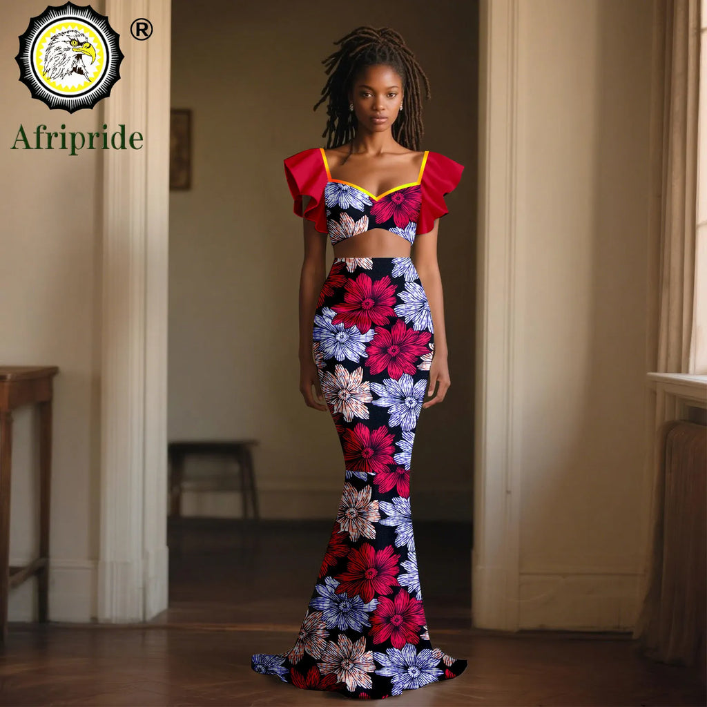 Vêtements africains pour femmes, haut court à manches évasées et jupes Maxi, ensemble 2 pièces, tenues Dashiki, tenue de fête Sexy Ankara, 2526060 Camara Shopping Vêtements africains pour femmes, haut court à manches évasées et jupes Maxi, ensemble 2 pièces, tenues Dashiki, tenue de fête Sexy Ankara, 2526060