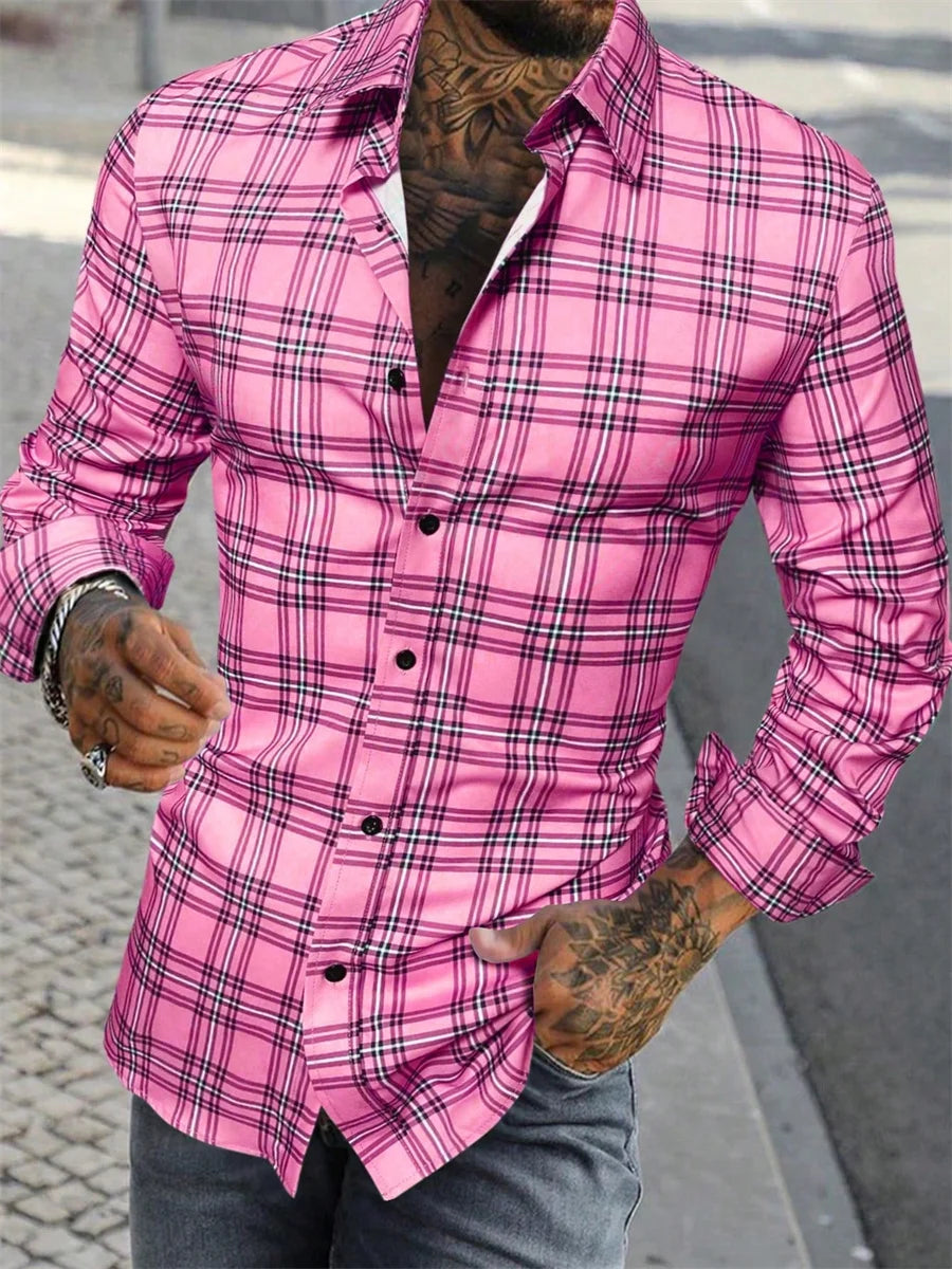 Chemise à carreaux rouge rétro pour homme, manches longues, col décontracté, polyvalente et tendance pour tous les jours et les trajets domicile-travail, tailles S-6XL. Camara Shopping Chemise à carreaux rouge rétro pour homme, manches longues, col décontracté, polyvalente et tendance pour tous les jours et les trajets domicile-travail, tailles S-6XL.