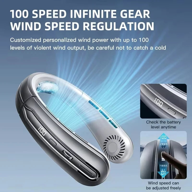 Ventilateur portable sans pales Lenovo 2026 8000mAh, rafraîchisseur d'air USB à suspendre au cou, mini ventilateur rechargeable silencieux avec affichage numérique LED Camara Shopping Ventilateur portable sans pales Lenovo 2026 8000mAh, rafraîchisseur d'air USB à suspendre au cou, mini ventilateur rechargeable silencieux avec affichage numérique LED