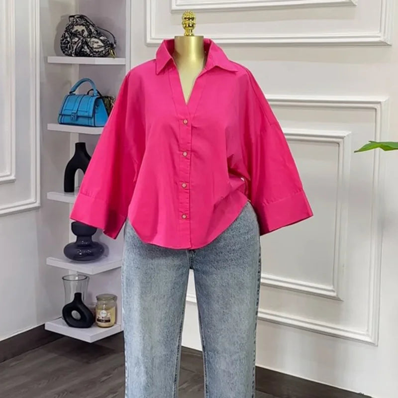 Chemisiers femmes chemise col rabattu manches longues hauts rayé Y2k Streetwear élégant épissure chemises décontracté travail ample 2025 automne Camara Shopping Chemisiers femmes chemise col rabattu manches longues hauts rayé Y2k Streetwear élégant épissure chemises décontracté travail ample 2025 automne