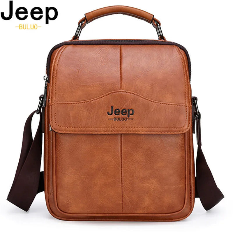 Sac d'affaires de marque JEEP BULUO pour hommes, sac messager de haute qualité, sacs à bandoulière en cuir pour le bureau quotidien, pour père ou mari Camara Shopping Sac d'affaires de marque JEEP BULUO pour hommes, sac messager de haute qualité, sacs à bandoulière en cuir pour le bureau quotidien, pour père ou mari