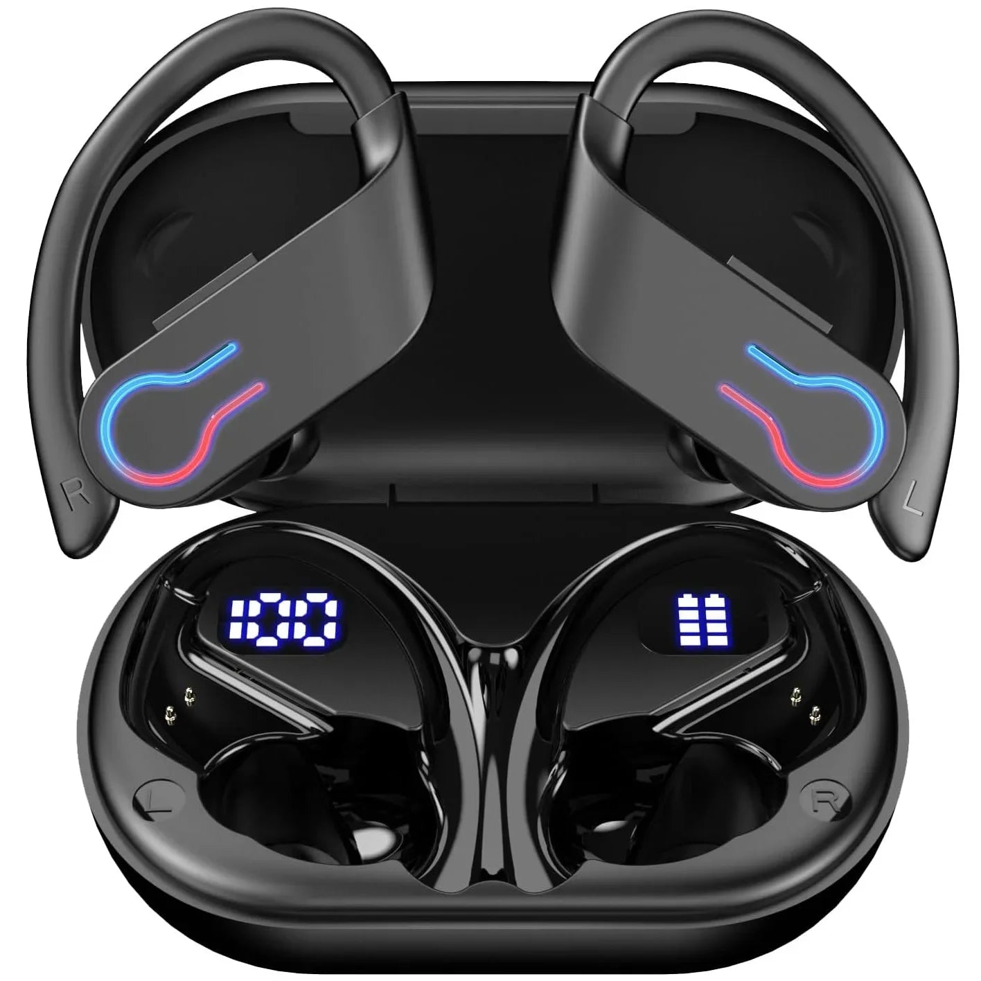 Écouteurs sans fil, écouteurs Sport Bluetooth 5.4, micro antibruit ENC, stéréo HiFi sur l'oreille, affichage LED pour iPhone Android - Camara ShoppingÉcouteurs sans fil, écouteurs Sport Bluetooth 5.4, micro antibruit ENC, stéréo HiFi sur l'oreille, affichage LED pour iPhone Android