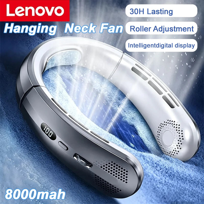Ventilateur portable sans pales Lenovo 2026 8000mAh, rafraîchisseur d'air USB à suspendre au cou, mini ventilateur rechargeable silencieux avec affichage numérique LED Camara Shopping Ventilateur portable sans pales Lenovo 2026 8000mAh, rafraîchisseur d'air USB à suspendre au cou, mini ventilateur rechargeable silencieux avec affichage numérique LED