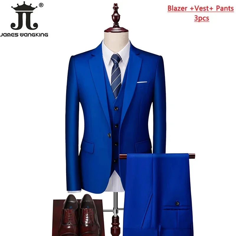 Costume homme formel pour le bureau, mariage, fête, couleur unie, tailles M-6XL, 15 couleurs (veste + gilet + pantalon) Camara Shopping Costume homme formel pour le bureau, mariage, fête, couleur unie, tailles M-6XL, 15 couleurs (veste + gilet + pantalon)