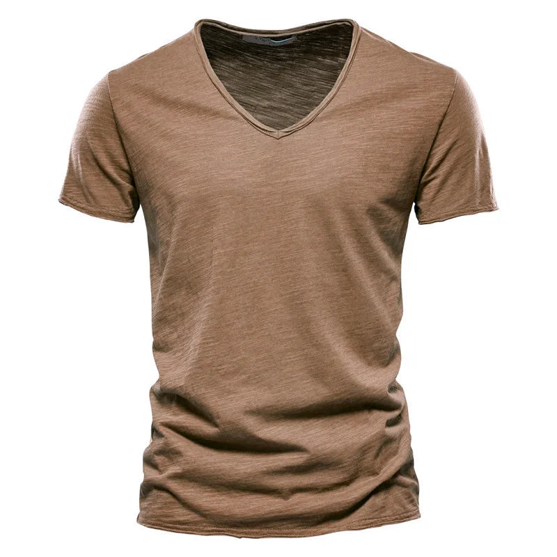 Qualité de la marque100% coton t shirt homme de marque Col en V mode homme Coupe ajustée Soild T-shirts  Hommes Hauts  manche courte t shirt homme Camara Shopping Qualité de la marque100% coton t shirt homme de marque Col en V mode homme Coupe ajustée Soild T-shirts  Hommes Hauts  manche courte t shirt homme
