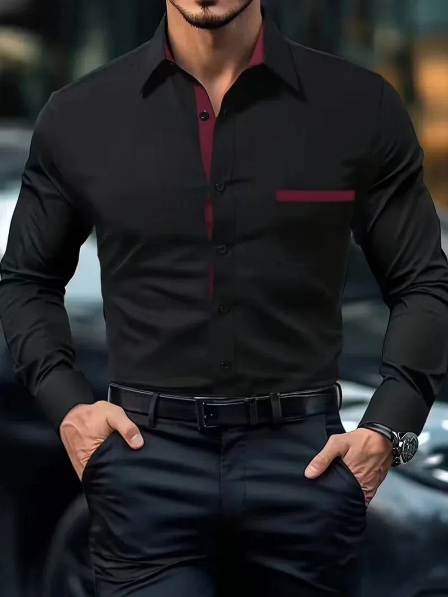 Chemise décontractée à manches longues pour homme 2026, nouveau style, chemise à revers confortable et tendance pour homme Camara Shopping Chemise décontractée à manches longues pour homme 2026, nouveau style, chemise à revers confortable et tendance pour homme