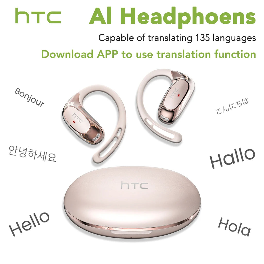HTC NE35 Bluetooth V6.0 AI traduction écouteurs OWS Sport casque confortable Ultra-léger oreillette sans fil casque avec micro Camara Shopping HTC NE35 Bluetooth V6.0 AI traduction écouteurs OWS Sport casque confortable Ultra-léger oreillette sans fil casque avec micro