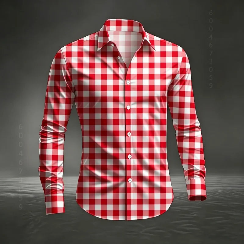 Chemise à carreaux classique pour homme 2026, imprimé écossais, coupe ajustée, col et manches longues, haut pour homme, tissu confortable XS-6XL Camara Shopping Chemise à carreaux classique pour homme 2026, imprimé écossais, coupe ajustée, col et manches longues, haut pour homme, tissu confortable XS-6XL