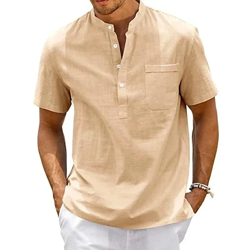 Polo d'été décontracté pour hommes, coupe cintrée, couleur unie, bouton respirant, haut à manches courtes, T-shirt rafraîchissant et confortable Camara Shopping Polo d'été décontracté pour hommes, coupe cintrée, couleur unie, bouton respirant, haut à manches courtes, T-shirt rafraîchissant et confortable