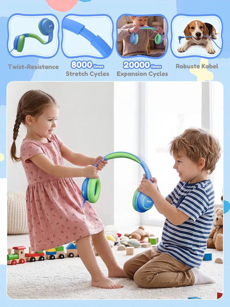 Nouveaux écouteurs filaires Acer pour enfants, design supra-auriculaire, limite de volume sécurisée 85/94 dB, prise jack 3,5 mm, écouteurs pliables pour les tout-petits, garçons et filles - Camara ShoppingNouveaux écouteurs filaires Acer pour enfants, design supra-auriculaire, limite de volume sécurisée 85/94 dB, prise jack 3,5 mm, écouteurs pliables pour les tout-petits, garçons et filles