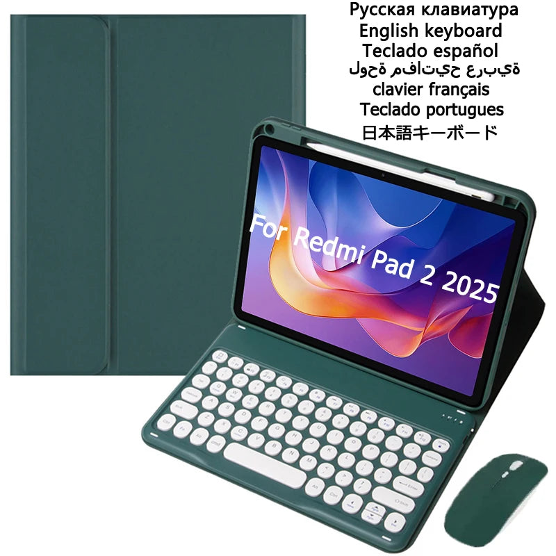 Housse de tablette pour clavier Redmi Pad 2, étui de support de 11 pouces avec fente pour crayon pour clavier espagnol Xiaomi Redmi Pad 2 2025