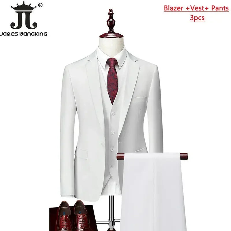 Costume homme formel pour le bureau, mariage, fête, couleur unie, tailles M-6XL, 15 couleurs (veste + gilet + pantalon) Camara Shopping Costume homme formel pour le bureau, mariage, fête, couleur unie, tailles M-6XL, 15 couleurs (veste + gilet + pantalon)