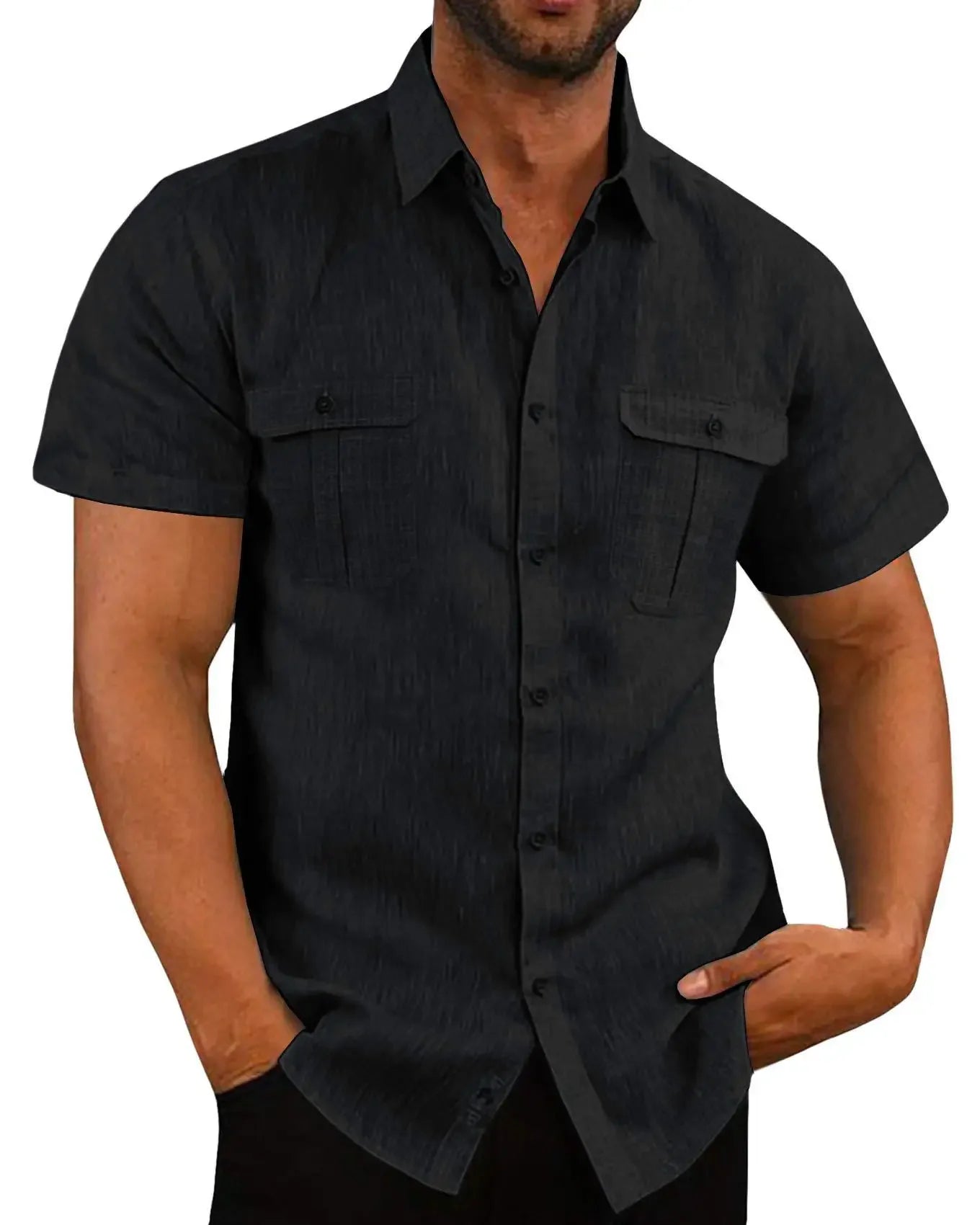 Chemises en lin pour hommes, vente chaude, chemises à manches courtes pour hommes, couleur unie, col confortable, style décontracté, style plage, grande taille, chemises pour hommes M-4XL Camara Shopping Chemises en lin pour hommes, vente chaude, chemises à manches courtes pour hommes, couleur unie, col confortable, style décontracté, style plage, grande taille, chemises pour hommes M-4XL