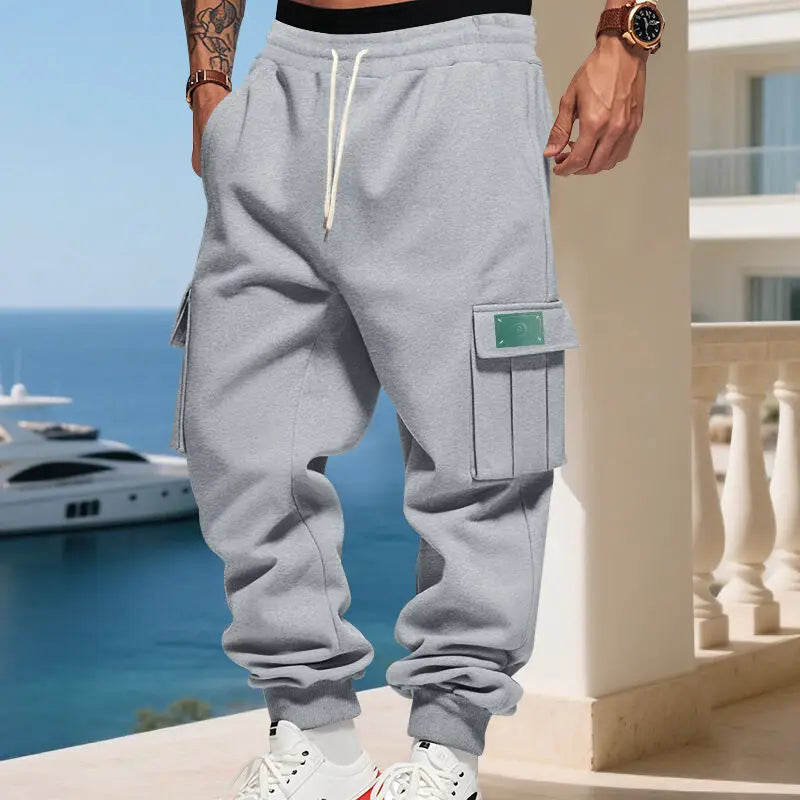 Pantalon de jogging cargo multi-poches pour homme, taille élastique avec cordon de serrage, coupe ample, style streetwear hip-hop, pour le sport quotidien et la course à pied Camara Shopping Pantalon de jogging cargo multi-poches pour homme, taille élastique avec cordon de serrage, coupe ample, style streetwear hip-hop, pour le sport quotidien et la course à pied