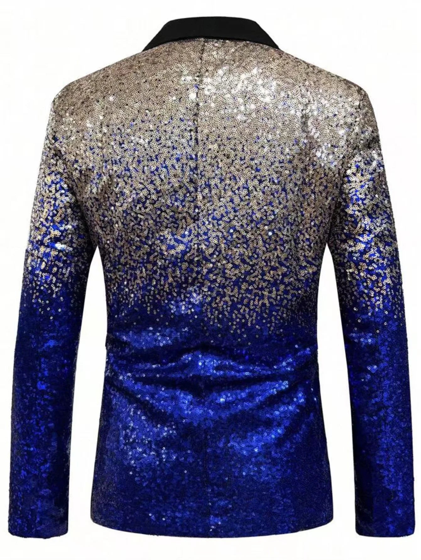 Veste de smoking à paillettes brillantes pour hommes – Dégradé bleu royal et or, revers noir, vêtements de fête/mariage/scène formel ‌   Manteau. Camara Shopping Veste de smoking à paillettes brillantes pour hommes – Dégradé bleu royal et or, revers noir, vêtements de fête/mariage/scène formel ‌   Manteau.