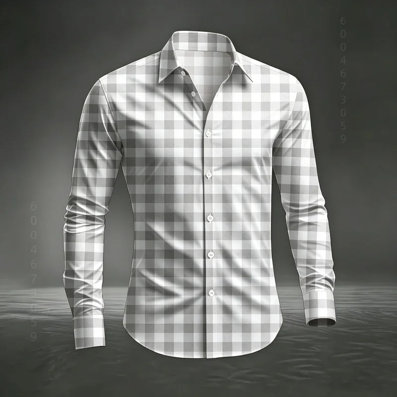 Chemise à carreaux classique pour homme 2026, imprimé écossais, coupe ajustée, col et manches longues, haut pour homme, tissu confortable XS-6XL Camara Shopping Chemise à carreaux classique pour homme 2026, imprimé écossais, coupe ajustée, col et manches longues, haut pour homme, tissu confortable XS-6XL