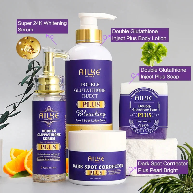 AILKE Glutathion PLUS Ensemble de soins pour la peau, lotion éclaircissante avancée, hydrate, adoucit la peau, portée de brillance pour hommes et femmes Camara Shopping AILKE Glutathion PLUS Ensemble de soins pour la peau, lotion éclaircissante avancée, hydrate, adoucit la peau, portée de brillance pour hommes et femmes