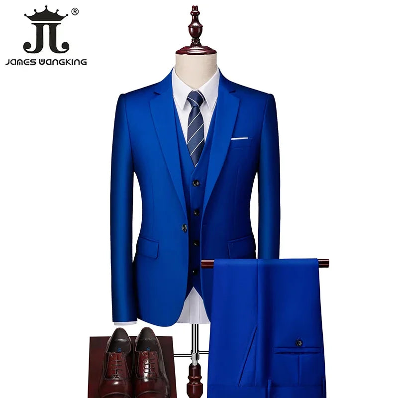 Costume homme formel pour le bureau, mariage, fête, couleur unie, tailles M-6XL, 15 couleurs (veste + gilet + pantalon) Camara Shopping Costume homme formel pour le bureau, mariage, fête, couleur unie, tailles M-6XL, 15 couleurs (veste + gilet + pantalon)