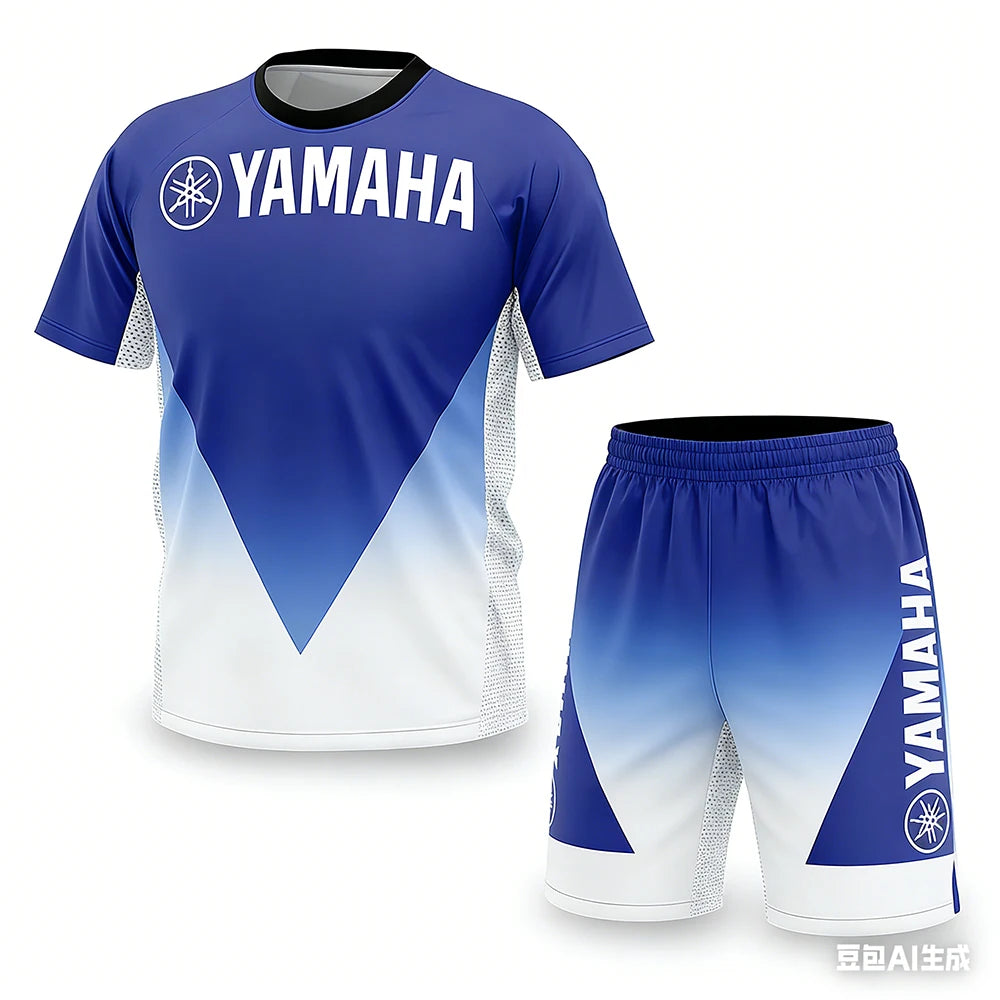 Nouvel ensemble de t-shirts de moto Yamaha pour hommes et femmes, coupe ample, respirant, séchage rapide, recommandé pour l'été Camara Shopping Nouvel ensemble de t-shirts de moto Yamaha pour hommes et femmes, coupe ample, respirant, séchage rapide, recommandé pour l'été