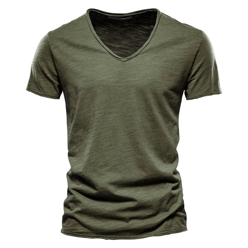 Qualité de la marque100% coton t shirt homme de marque Col en V mode homme Coupe ajustée Soild T-shirts  Hommes Hauts  manche courte t shirt homme Camara Shopping Qualité de la marque100% coton t shirt homme de marque Col en V mode homme Coupe ajustée Soild T-shirts  Hommes Hauts  manche courte t shirt homme