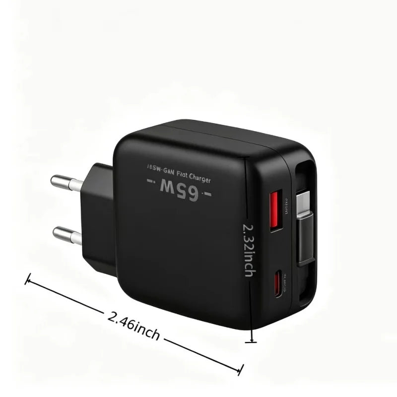 Chargeur Super Rapide GaN 65W Type C Prise EU US UK Câble USB C Rétractable pour iPhone 15 16 17 Pro Xiaomi Samsung POCO Huawei Realme Camara Shopping Chargeur Super Rapide GaN 65W Type C Prise EU US UK Câble USB C Rétractable pour iPhone 15 16 17 Pro Xiaomi Samsung POCO Huawei Realme