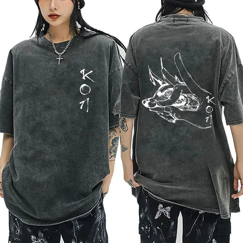 Anime tronçonneuse homme Vintage lavé T-shirt Hayakawa Aki invocation Kon Fox diable graphique T-shirts hommes femmes décontracté mode T-shirts Camara Shopping Anime tronçonneuse homme Vintage lavé T-shirt Hayakawa Aki invocation Kon Fox diable graphique T-shirts hommes femmes décontracté mode T-shirts