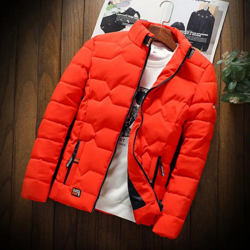 Veste d'hiver épaisse en coton pour homme, manteau chaud, coupe cintrée, rempli de fibres de Polyester, fermeture à glissière, couleur unie Camara Shopping Veste d'hiver épaisse en coton pour homme, manteau chaud, coupe cintrée, rempli de fibres de Polyester, fermeture à glissière, couleur unie