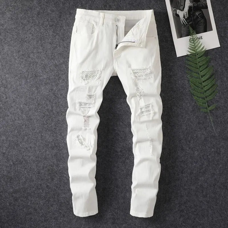 Jean Slim Fit Murcia pour Homme, Blanc, Perçage à Chaud, Élégant, Américain, High Street, Tendance, Vente Chaude, Printemps et Été 2024 Camara Shopping Jean Slim Fit Murcia pour Homme, Blanc, Perçage à Chaud, Élégant, Américain, High Street, Tendance, Vente Chaude, Printemps et Été 2024