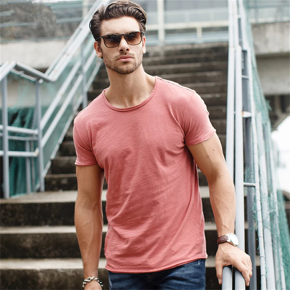 100% coton hommes T-shirt décontracté doux Fitness été mince T-shirts hommes vêtements de maison col rond à manches courtes solide T-shirt pour hommes Camara Shopping 100% coton hommes T-shirt décontracté doux Fitness été mince T-shirts hommes vêtements de maison col rond à manches courtes solide T-shirt pour hommes