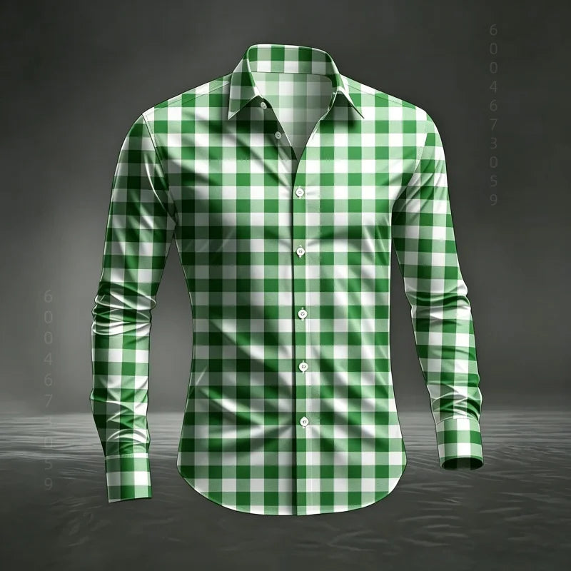 Chemise à carreaux classique pour homme 2026, imprimé écossais, coupe ajustée, col et manches longues, haut pour homme, tissu confortable XS-6XL Camara Shopping Chemise à carreaux classique pour homme 2026, imprimé écossais, coupe ajustée, col et manches longues, haut pour homme, tissu confortable XS-6XL