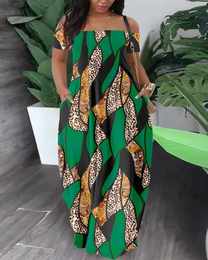 Robe longue en Polyester imprimé pour femmes africaines, Sexy, mode, manches courtes, Maxi, été, 2023 Camara Shopping Robe longue en Polyester imprimé pour femmes africaines, Sexy, mode, manches courtes, Maxi, été, 2023