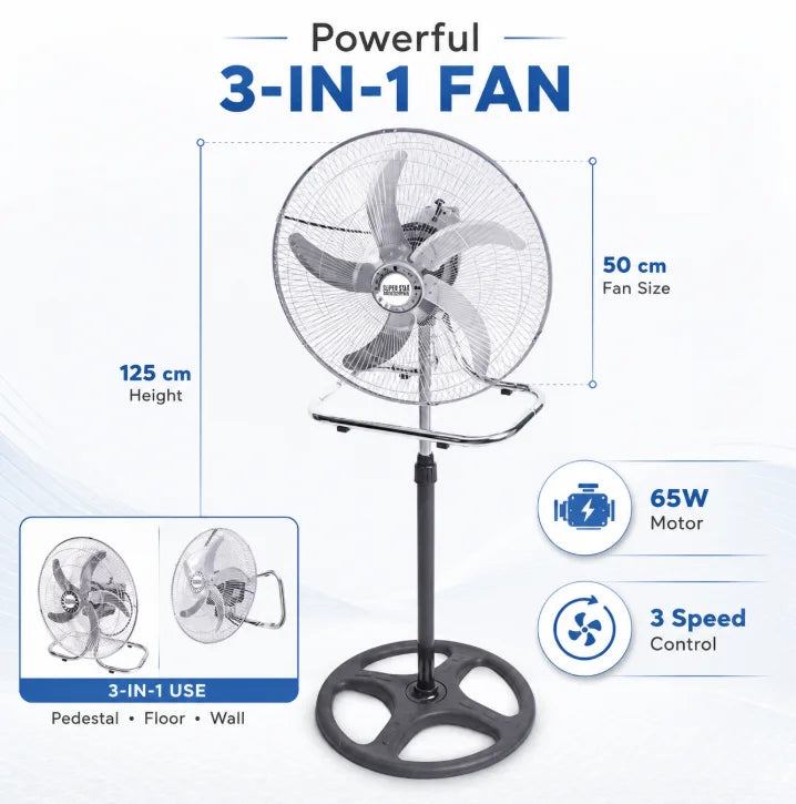 Ventilateur sur pied haute vitesse, 3 vitesses réglables, hauteur réglable, métal, 5 pales, puissant, circulation d'air, ventilateur électrique de sol pour maison et atelier Camara Shopping Ventilateur sur pied haute vitesse, 3 vitesses réglables, hauteur réglable, métal, 5 pales, puissant, circulation d'air, ventilateur électrique de sol pour maison et atelier