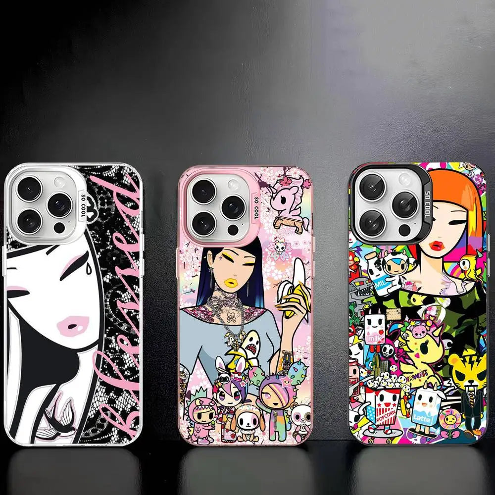 Coque de téléphone Cartoon T-Tokidokis pour iPhone 17 16 15 14 13 Pro 12 11 Pro Max PLUS, coque arrière colorée