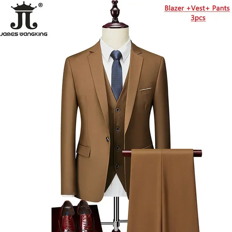 Costume homme formel pour le bureau, mariage, fête, couleur unie, tailles M-6XL, 15 couleurs (veste + gilet + pantalon) Camara Shopping Costume homme formel pour le bureau, mariage, fête, couleur unie, tailles M-6XL, 15 couleurs (veste + gilet + pantalon)
