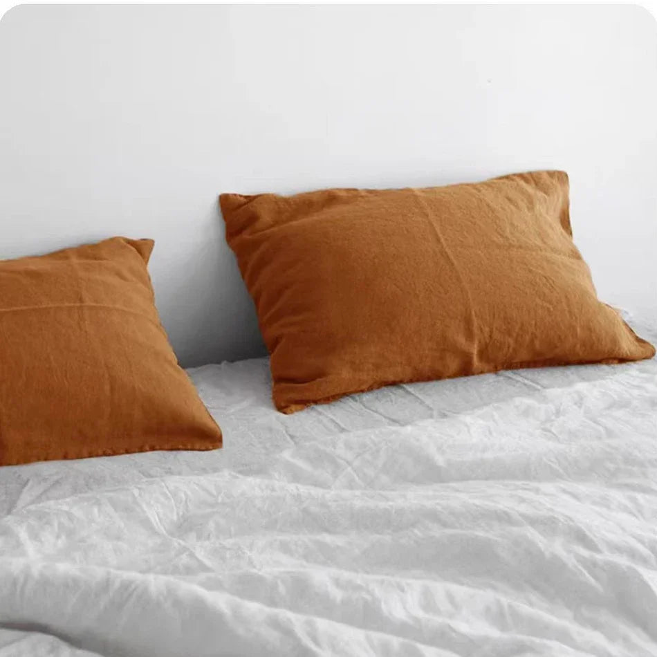 Taie d'oreiller en lin naturel français, 2 pièces, enveloppe douce et confortable, décoration de maison, couverture d'oreiller de chambre à coucher, toutes saisons Camara Shopping Taie d'oreiller en lin naturel français, 2 pièces, enveloppe douce et confortable, décoration de maison, couverture d'oreiller de chambre à coucher, toutes saisons