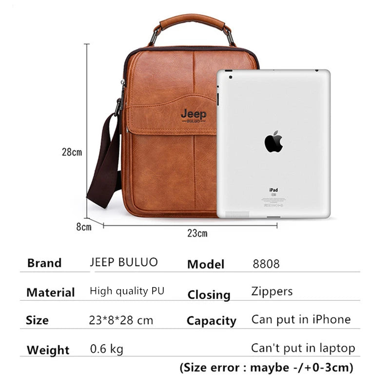 Sac d'affaires de marque JEEP BULUO pour hommes, sac messager de haute qualité, sacs à bandoulière en cuir pour le bureau quotidien, pour père ou mari Camara Shopping Sac d'affaires de marque JEEP BULUO pour hommes, sac messager de haute qualité, sacs à bandoulière en cuir pour le bureau quotidien, pour père ou mari