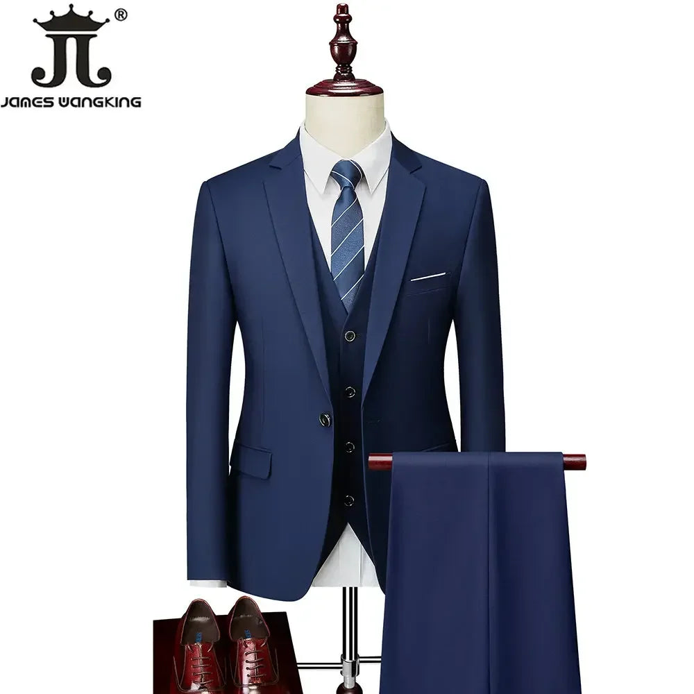 Costume homme formel pour le bureau, mariage, fête, couleur unie, tailles M-6XL, 15 couleurs (veste + gilet + pantalon) Camara Shopping Costume homme formel pour le bureau, mariage, fête, couleur unie, tailles M-6XL, 15 couleurs (veste + gilet + pantalon)
