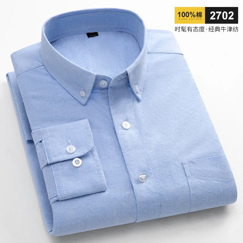 Chemises décontractées à manches longues pour hommes, coupe cintrée, uni, 100% coton, hauts à carreaux rayés, doux, styliste, mode, tendances coréennes, vêtements Camara Shopping Chemises décontractées à manches longues pour hommes, coupe cintrée, uni, 100% coton, hauts à carreaux rayés, doux, styliste, mode, tendances coréennes, vêtements