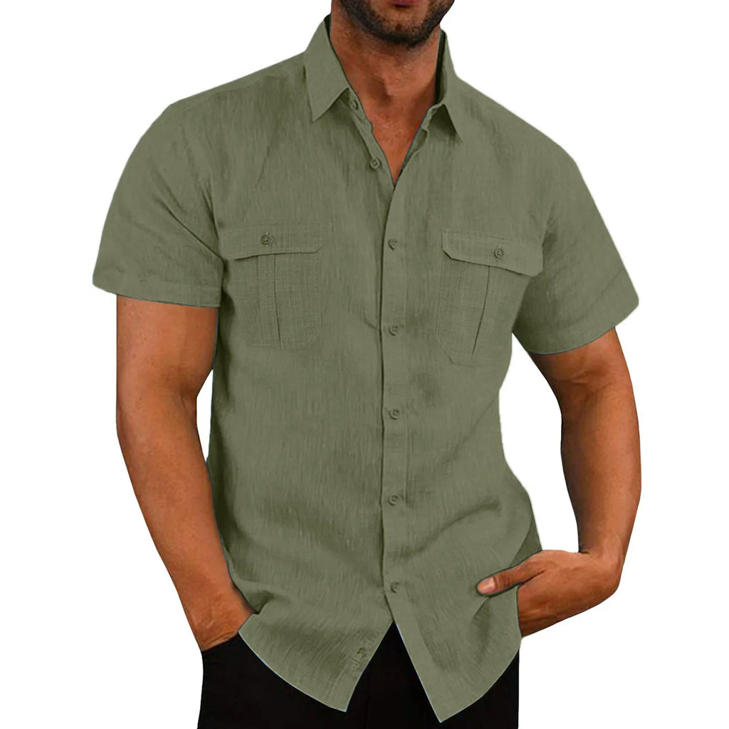 Chemises en lin pour hommes, vente chaude, chemises à manches courtes pour hommes, couleur unie, col confortable, style décontracté, style plage, grande taille, chemises pour hommes M-4XL Camara Shopping Chemises en lin pour hommes, vente chaude, chemises à manches courtes pour hommes, couleur unie, col confortable, style décontracté, style plage, grande taille, chemises pour hommes M-4XL