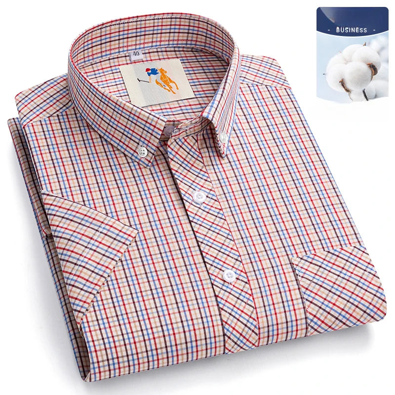 Chemises d'été fines à manches courtes 100 % coton pour hommes, grandes tailles 9XL, coupe ajustée, formelles et décontractées, unies, douces, à carreaux, style hawaïen Camara Shopping Chemises d'été fines à manches courtes 100 % coton pour hommes, grandes tailles 9XL, coupe ajustée, formelles et décontractées, unies, douces, à carreaux, style hawaïen