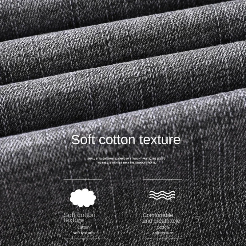 Jean en coton stretch 2026 pour homme, coupe droite, léger, gris, décontracté, printemps-été, neuf Camara Shopping Jean en coton stretch 2026 pour homme, coupe droite, léger, gris, décontracté, printemps-été, neuf