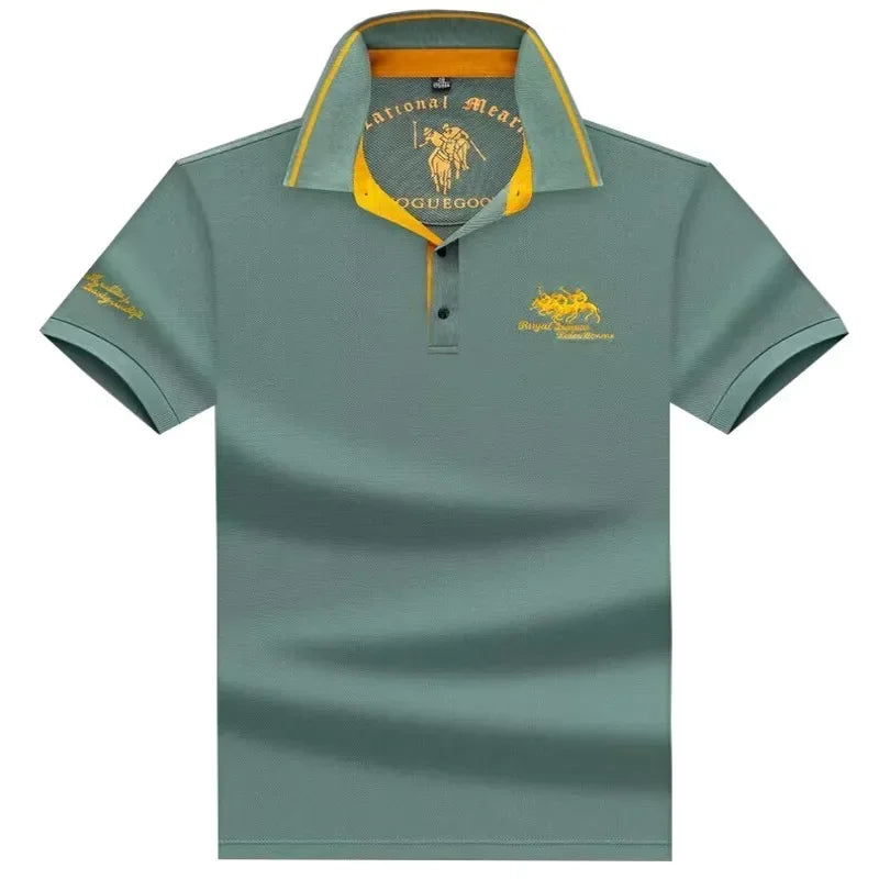 Polo brodé en coton pour hommes, T-shirt décontracté à manches courtes, revers, affaires haut de gamme, été, nouveau, haute qualité, 2024 Camara Shopping Polo brodé en coton pour hommes, T-shirt décontracté à manches courtes, revers, affaires haut de gamme, été, nouveau, haute qualité, 2024