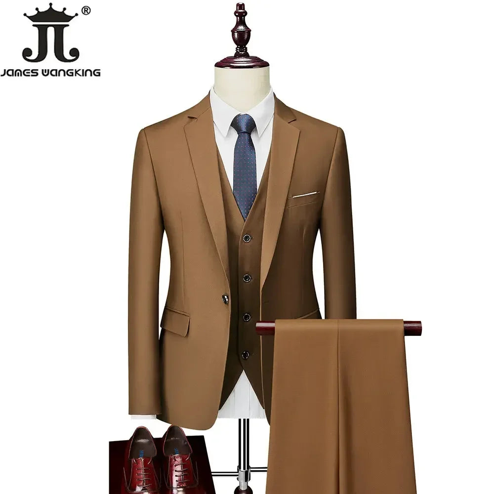Costume homme formel pour le bureau, mariage, fête, couleur unie, tailles M-6XL, 15 couleurs (veste + gilet + pantalon) Camara Shopping Costume homme formel pour le bureau, mariage, fête, couleur unie, tailles M-6XL, 15 couleurs (veste + gilet + pantalon)