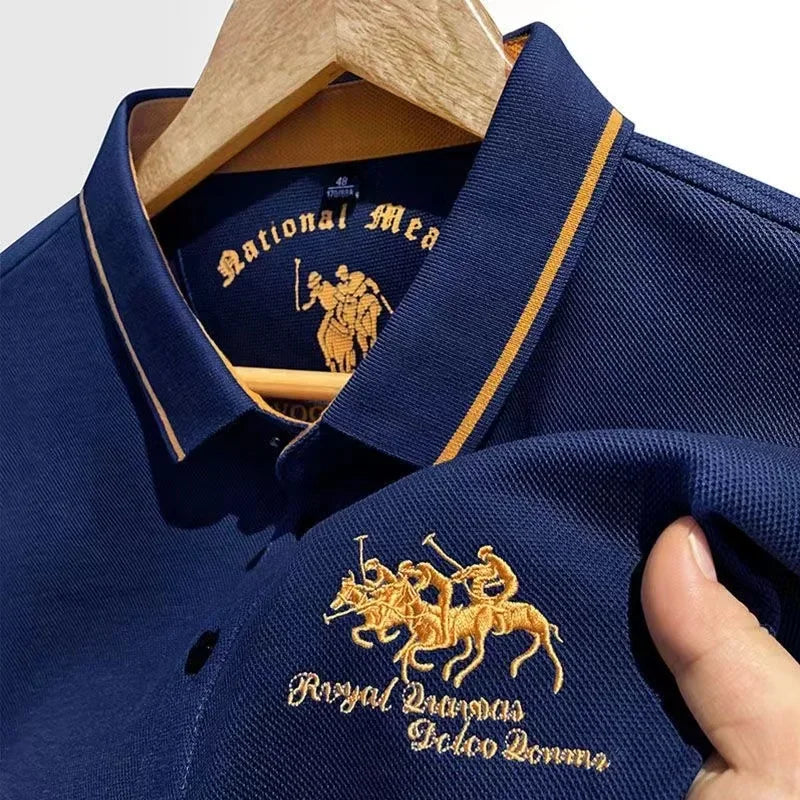 Polo brodé en coton pour hommes, T-shirt décontracté à manches courtes, revers, affaires haut de gamme, été, nouveau, haute qualité, 2024 Camara Shopping Polo brodé en coton pour hommes, T-shirt décontracté à manches courtes, revers, affaires haut de gamme, été, nouveau, haute qualité, 2024