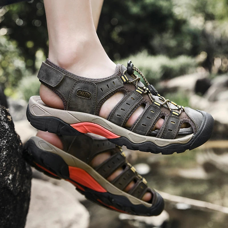 Nouveaux hommes sandales en cuir véritable souple sandales chaussures hommes grande taille en plein air chaussures d'été confort plage sandales romaines hommes chaussures Camara Shopping Nouveaux hommes sandales en cuir véritable souple sandales chaussures hommes grande taille en plein air chaussures d'été confort plage sandales romaines hommes chaussures