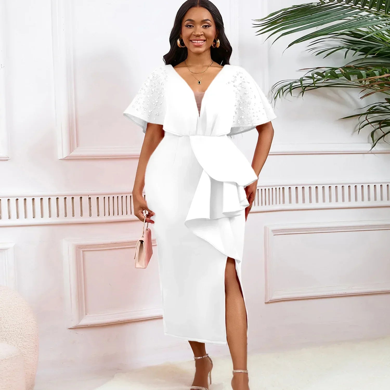 S-3XL Africain ixRobes De Soirée pour Femmes Été Automne Africain À Manches Courtes Col En V Polyester tambours con Robe Quelle que soit la Tenue Camara Shopping S-3XL Africain ixRobes De Soirée pour Femmes Été Automne Africain À Manches Courtes Col En V Polyester tambours con Robe Quelle que soit la Tenue