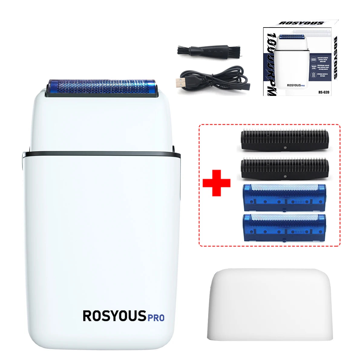 ROSYOUS RS620 Double feuille bleu couteau hypoallergénique Net 10000 tr/min USB sans fil professionnel barbier rasoir Machine de coupe de cheveux Camara Shopping ROSYOUS RS620 Double feuille bleu couteau hypoallergénique Net 10000 tr/min USB sans fil professionnel barbier rasoir Machine de coupe de cheveux
