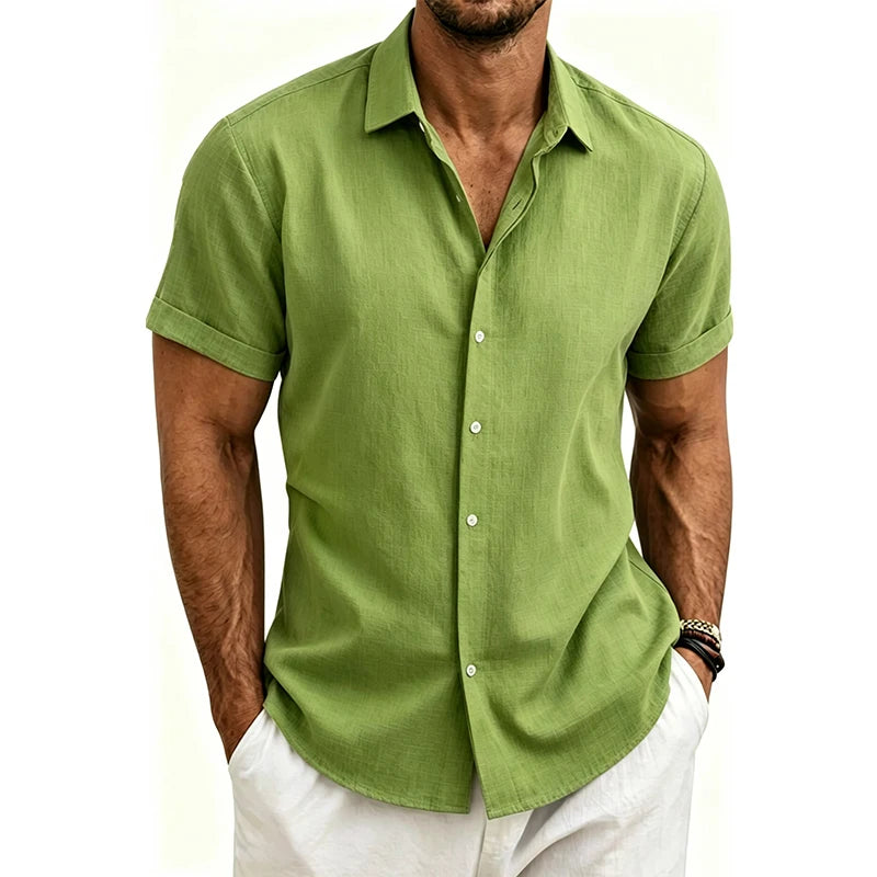Chemises en coton et lin pour hommes 2026 – Chemises décontractées légères à manches courtes, chemises Henley de plage, T-shirts hawaïens tendance pour hommes Camara Shopping Chemises en coton et lin pour hommes 2026 – Chemises décontractées légères à manches courtes, chemises Henley de plage, T-shirts hawaïens tendance pour hommes