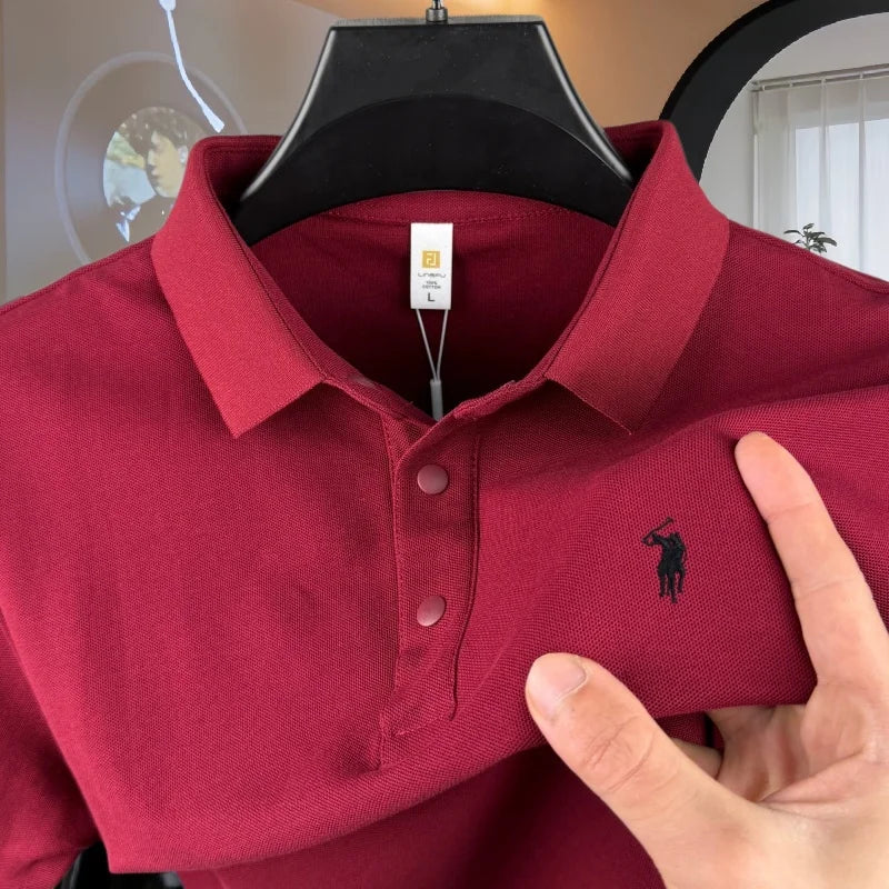 Polo homme 100 % coton pur de marque haut de gamme, manches courtes, broderie poney, collection été 2026, style luxe, haut de golf, t-shirt décontracté Camara Shopping Polo homme 100 % coton pur de marque haut de gamme, manches courtes, broderie poney, collection été 2026, style luxe, haut de golf, t-shirt décontracté